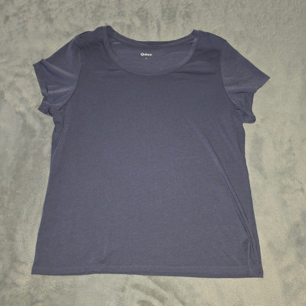 Quince Cotton Modal Scoop Neck Tee Storm Blue Short Sleeve Top